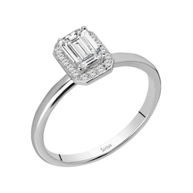 Sirius Pırlanta Ve Emerald Kesim Beyaz Safir Yüzük 0831R0031