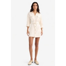 Defacto Regular Fit Uzun Kollu Mini Elbise F7347ax25aubg772 Bej