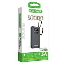 Yk Design Yk-pb5038 10000 Mah 22.5w Kablolu Lcd Göstergeli Powerbank Siyah