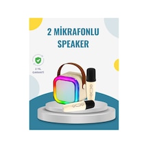 Karaoke Hoparlör Çift Mikrofon Ve Led Işıklı