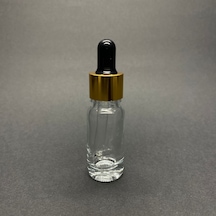 10ml Şeffaf, Cam Şişe, 24 Adet, Cam Damlalıklı, Ecza Şişesi, Propolis Şişesi, Gold Kapak Siyah Emzik Diğer