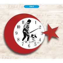42 Cm Atatürk Imzalı Duvar Saati Dekoratif Duvar Saati (468612447) Kırmızı - Beyaz
