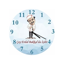Erdal Bakkalda Çay İçilir Çap 30cm Sessiz Akar Bombeli Gerçek Cam Duvar Saati Çok Renkli