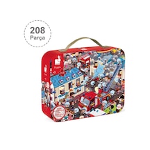 Janod 208 Parça Çantalı Yuvarlak Puzzle Ve Bulmaca Itfaiyeci