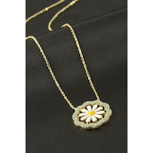 Papatya Mineli Zirkon Taşlı Kolye - Sarı N145