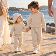 Hukids Unisex Fitilli 3'lü Bebek/çocuk Takımı Vizon
