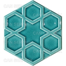 Can Seramik - 15x17 Cm. Kabartmalı Selçuklu Yıldızı Çini Karo N11.437