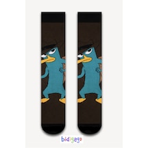 Bidigago Ornitorenk Perry Desenli Unisex Çorap Renkli