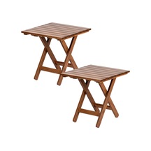 Bahçeme Kaş 50X50 Katlanır Ahşap Bahçe Balkon Sehpası X2