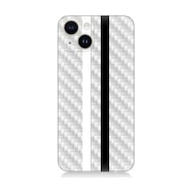 Apple Uyumlu iPhone 13 Mini Silikon Kılıf Siyah Beyaz Metal Motif