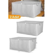 2 Adet - Maxi Boy Gri Benekli Yastık/battaniye Hurcu - 70x45x40 Cm