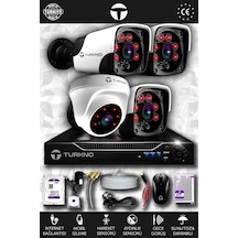 Turkno 4 Kameralı Pania 1 İç Kamera Set 1 TB HDD Full HD Gece Görüşlü Güvenlik Kamerası Sistemi
