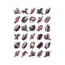 30 Adet Dövme Makinesi Sticker Seti - Laptop, Defter, Matara