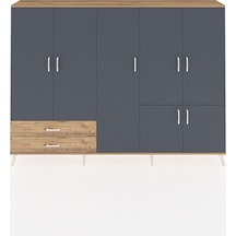 Arges Dolap 12 Raflı 2 Çekmeceli 7 Kapaklı 220x30x163 Çam-antrasit/çam Antrasıt/atlas Çam - Atlas Çam