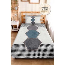 Mavi Geometrik Modern Genç Odası Tek Kişilik Pike Takımı - Gri Kapitone 160x220 Cm Yatak Örtüsü Lavantaımsı Dalgakıran Sükuneti