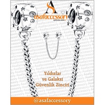 Yıldızlar Ve Galaksi Güvenlik Zinciri Gümüş