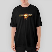 Guns N Roses Drops Logo Oversize Siyah Tişört Siyah