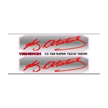 Damla Sticker Kemal Atatürk İmzası 12cm x 3 Cm Kırmızı