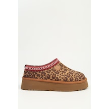 Pierre Cardin Kadın Leopar Kalın Taban İçi Kürklü Sabo Terlik Panduf Pc-55181 Taba
