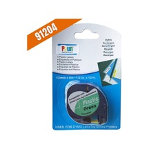 Puun Dymo Letratag 59425 Plastik Yeşil Etikete Siyah 91204 12MM x