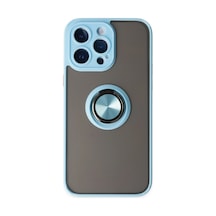 Aklow Akyoleticaret İphone 14 Pro Kılıf Montreal Yüzüklü Silikon Kapak - Buz Mavi