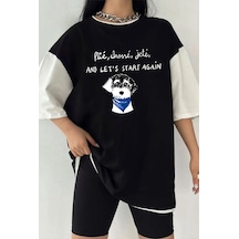 Çift Renk Hav Baskılı Unisex Tshirt Beyaz