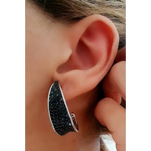 Oniks Taşlı Italyan Tasarımı Gümüş Küpe N11.73415