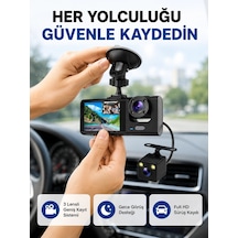 Üç Kameralı Araç İçi Kayıt Sistemi Full Hd Gece Görüşlü Ve G-sensör Destekli 72179831