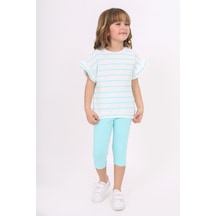 Toontoy Kids Toontoy Kız Çocuk Baskılı Kaprili Takım Su Yeşili