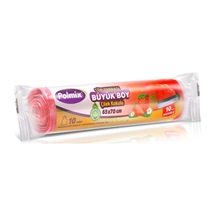 Polmix Çilek Kokulu Büyük Boy Çöp Torbası 10'lu Kırmızı 65 x 70 CM