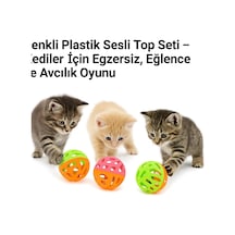 4 Lü Zilli Kedi Oyuncak Topu Renkli Plastik Sesli Top Seti Kediler İçin Egzersiz, Eğlence Ve Avcılık Oyunu