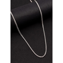 3mm Orta Kalınlıkta Yuvarlak Kral Model Çelik Erkek Kolye Sevgiliye Eşe Babaya Zincir Beyaz