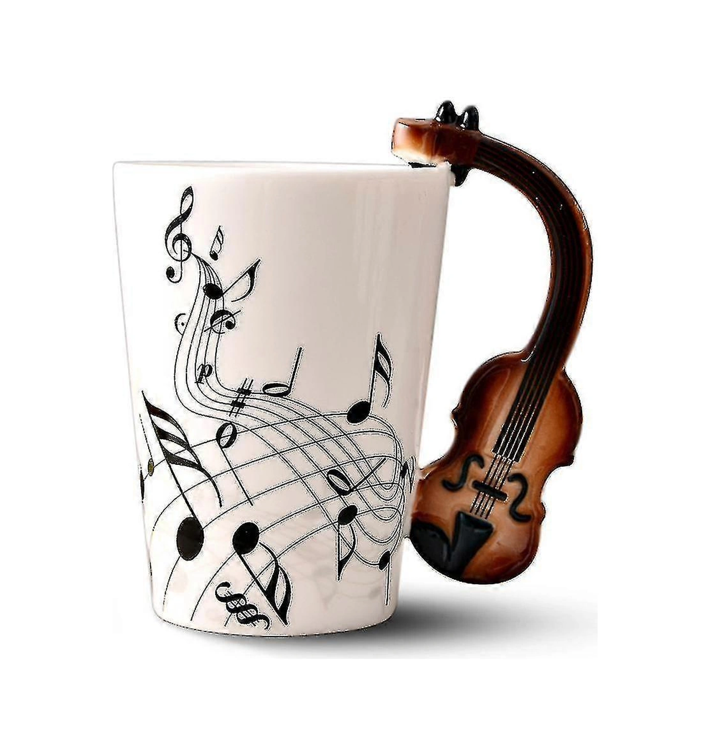 Yenilikçi Keman Saplı Seramik Kupa Ücretsiz Spektrum Kahve Süt Çay Fincanı Kişilikli Kupa Benzersiz Müzikal-zzy