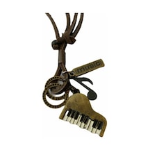 Piyano Piano Deri Kordon Kolye Kadın- Erkek
