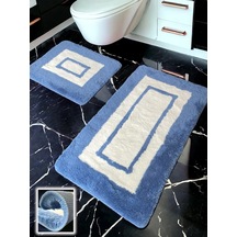 Turka Mavi 2li Banyo Paspası 60x100 50x60 Cm Mavi