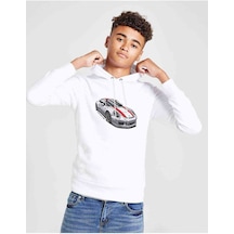 Tshirthane Porsche 911 R Baskılı Unisex Çocuk Kapüşonlu Beyaz Sweatshirt Beyaz
