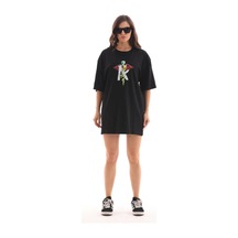 Wear Vexel Kadın Baskılı T-shirt Kısa Kol Bisiklet Yaka Regular Fit Rahat Kalıp Günlük Tişört -siyah Siyah