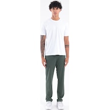 Rowinger Merserize Premium Dokulu Fermuarlı Cepli Düz Paça Erkek Spor Pantolon Eşofman Altı Haki