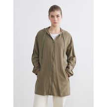 Lcw Modest Haki Kapüşonlu Oversize Kadın Tunik