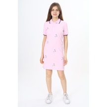 Toontoy Kız Çocuk Baskılı Elbise Açık Pembe