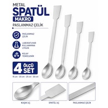 Metal Spatül Makro - Paslanmaz Çelik Spatula - 4 Ölçü Set