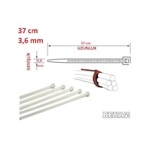 100 Adet Pemsan 37Cm X 3.6Mm Plastik Cırt Kelepçe Beyaz
