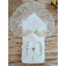 Bebek Dış Kundak Battaniyesi Lucky Baby Ecru Bebek Kundağı Unisexhastane Çıkışı Kundak Battaniye Ekru