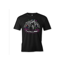 Unicorn I Don't Believe İn Humans Baskılı Siyah Erkek Tshirt 001