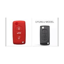 Peugeot 107 207 307 407 308 607 Uyumlu 3Tuş Silikon Anahtar Kılıf