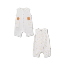 Babycosy Organic Wear %100 Organik Pamuk,2'li Bebek Tulum Yazlık Kolsuz Çıtçıtlı,unisex,yenidoğan Tulum 0-24 Ay Ekru