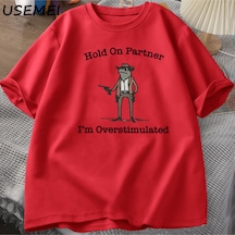 Flood Of Style Partner'a Tut Im Overstimüle T-shirt Rahat Pamuk Kısa Kollu Kovboy Kurbağa Tshirt Unhinged We Kırmızı