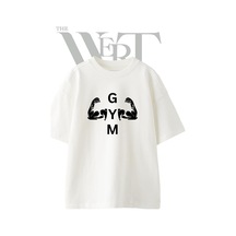 Thewert Gym Biceps Tasarım Baskılı Ünisex Beyaz Oversize T-shirt