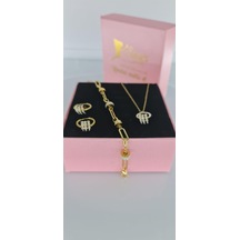 Periliçe Gold Çelik Takı Seti 359 Gümüş - Rose Gold