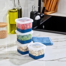 4'lü Set Silikon Tabanlı Dikdörtgen Saklama Kabı 550 Ml, Derin Dondurucu Ve Buzluk Uyumlu Difriz Kabı, Kapaklı Gı Diğer